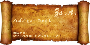 Zséger Anett névjegykártya